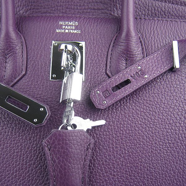 Replica Hermes Birkin 30CM Togo Leather Bag Purple 6088 On Sale - Click Image to Close